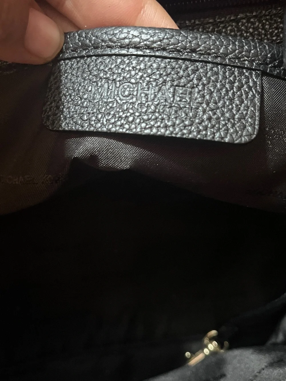 MICHAEL KORS Black Leather Satchel with Gold Hardware